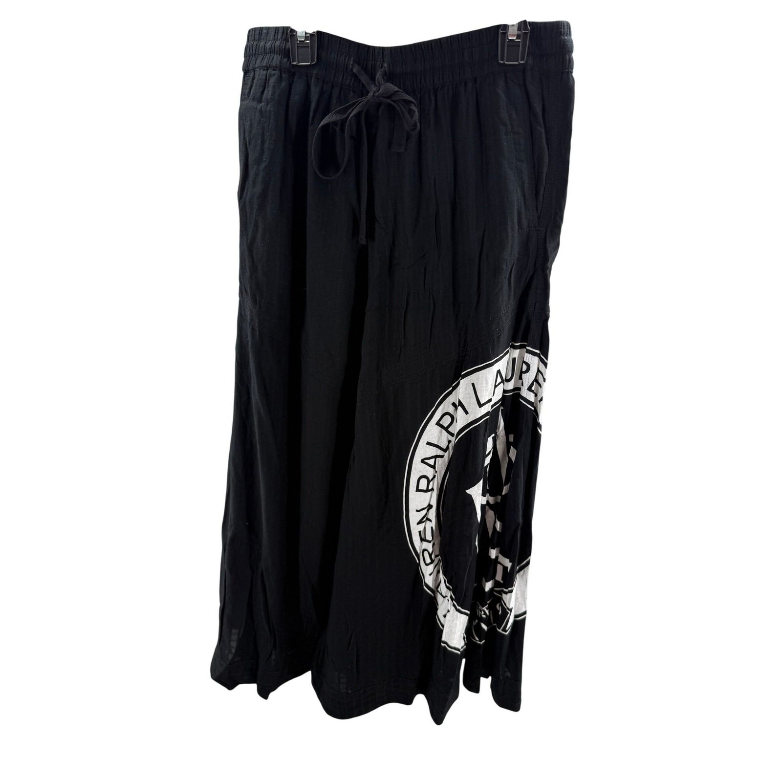 Lauren Ralph Lauren Famira Black Logo Maxi Skirt Lined Drawstring 2 Sample New